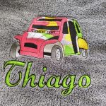 broderie voiture et prénom sur serviette