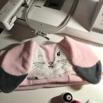 cape de bain lapin rose et gris