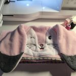 cape de bain lapin bélier rose et gris