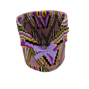 Pot à cotons Wax mauve géométrique